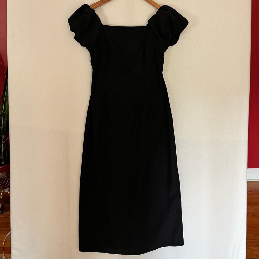 NWOT a new day Women's Black Feminine Maxi Dress with Puff Sleeve Size Small